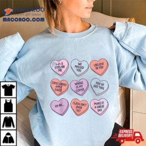 Teach Conversation Hearts School Retro Valentines Day Tshirt