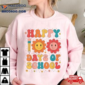 Teacher Kids Retro Groovy Days Happy Th Day Of School Tshirt