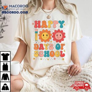 Teacher Kids Retro Groovy Days Happy Th Day Of School Tshirt