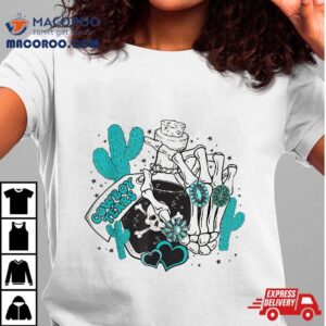 Tears Of A Cowboy Valentine Western Turquoise Skeleton Hand Shirt
