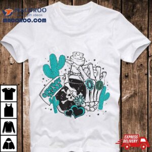 Tears Of A Cowboy Valentine Western Turquoise Skeleton Hand Tshirt