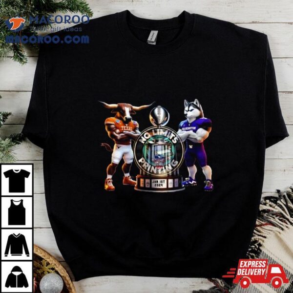 Texas Longhorns Vs Washington Huskies Mascot 2024 Sugar Bowl Playoffs Shirt