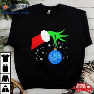 The Grinch Hand Christmas Ornament Detroit Lions Tshirt