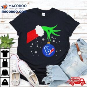 The Grinch Hand Christmas Ornament Houston Texans Tshirt