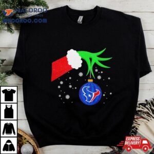 The Grinch Hand Christmas Ornament Houston Texans Tshirt