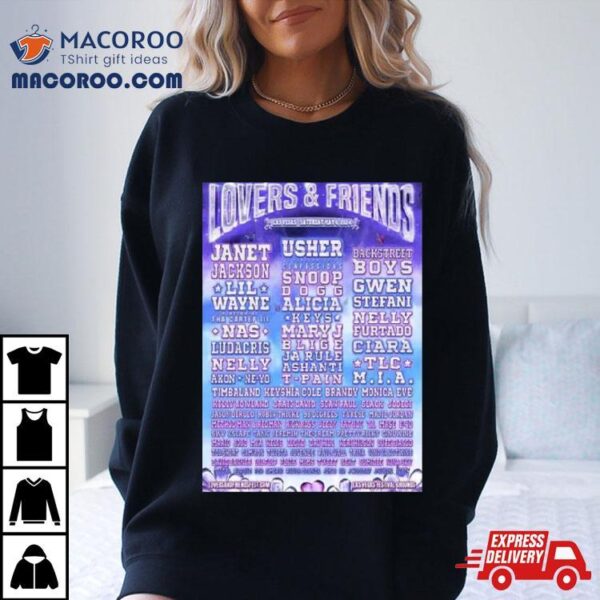 The Lineup For The Lovers And Friends Festival 2024 Las Vegas T Shirt