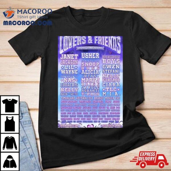 The Lineup For The Lovers And Friends Festival 2024 Las Vegas T Shirt