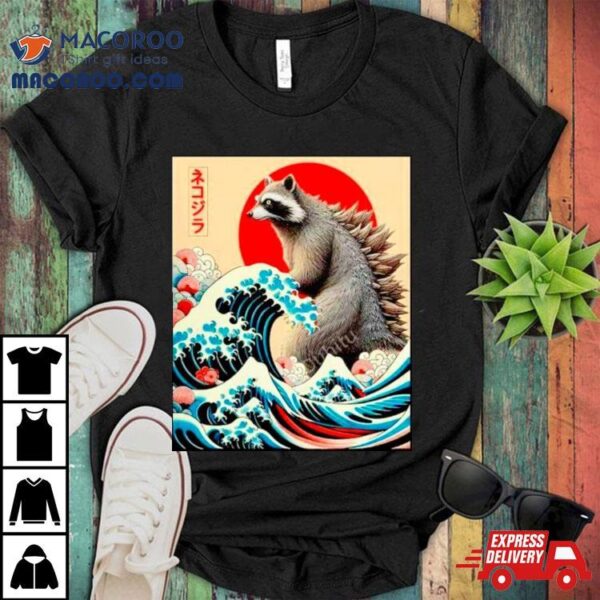 Trashzilla Raccoon Japanese Art Trash Panda Enthusiasts Shirt