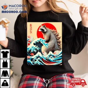 Trashzilla Raccoon Japanese Art Trash Panda Enthusiasts Tshirt