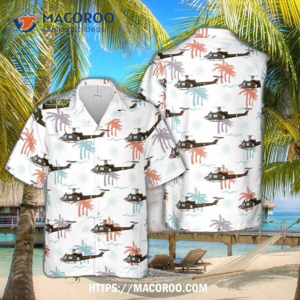 Uh-1c Huey Helicopter Of 174 Ahc Sharks Hawaiian Shirt