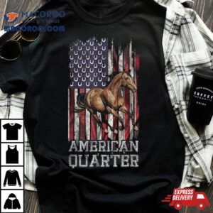 Usa Flag American Quarter Horse Lover Horseback Riding Tshirt