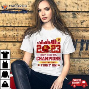 Usc Trojans Football 2023 Directv Holiday Bowl Champions Fight On Helmet Shirt