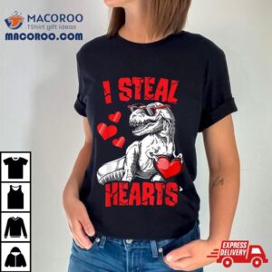 Valentines Day Dinosaur I Steal Hearts Boys Love T Rex Shirt