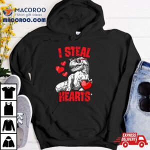 Valentines Day Dinosaur I Steal Hearts Boys Love T Rex Tshirt