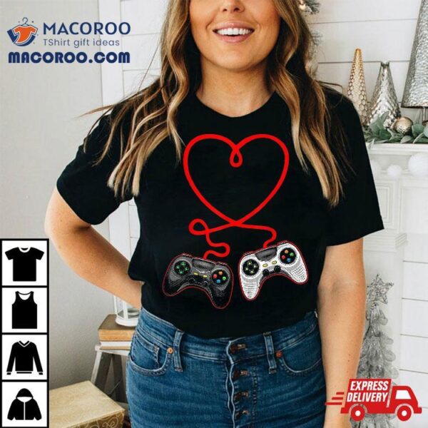 Video Gamer Valentines Day Shirt With Controllers Heart