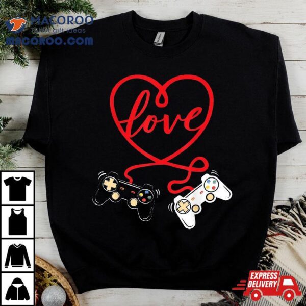 Video Gamer Valentines Day Shirt With Controllers Heart