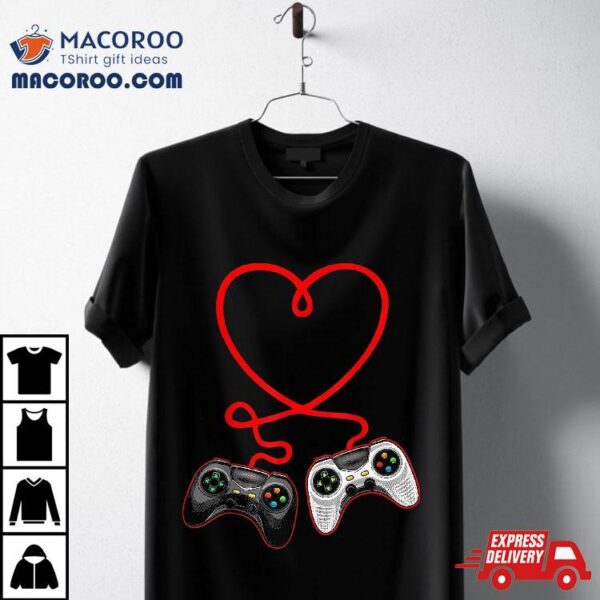 Video Gamer Valentines Day Shirt With Controllers Heart