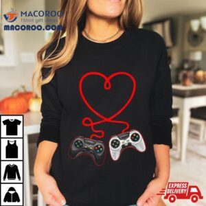 Video Gamer Valentines Day With Controllers Heart Tshirt