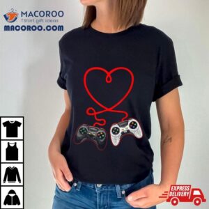 Video Gamer Valentines Day With Controllers Heart Tshirt