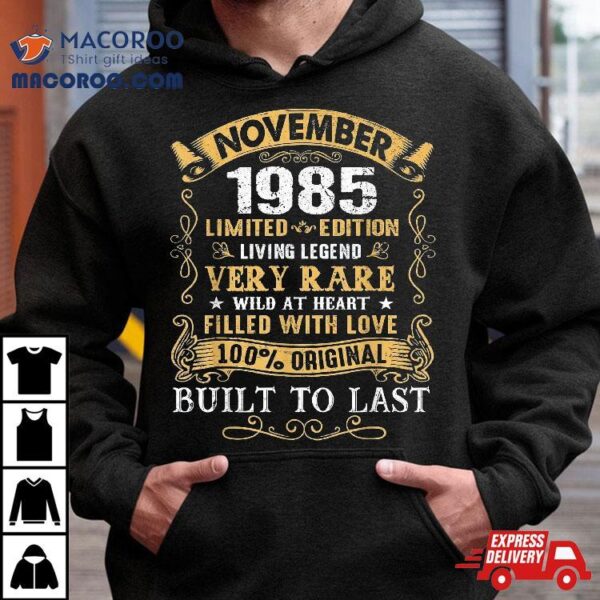 Vintage 35th Birthday November 1985 Gift 35 Years Old Shirt