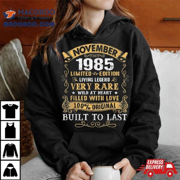 Vintage 35th Birthday November 1985 Gift 35 Years Old Shirt