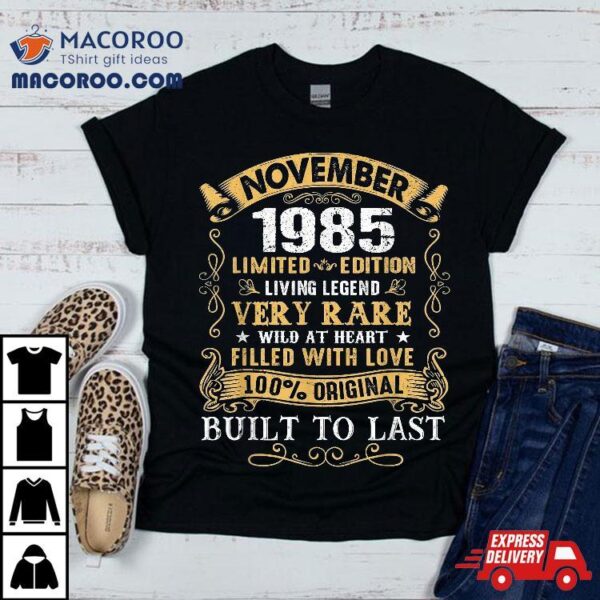 Vintage 35th Birthday November 1985 Gift 35 Years Old Shirt