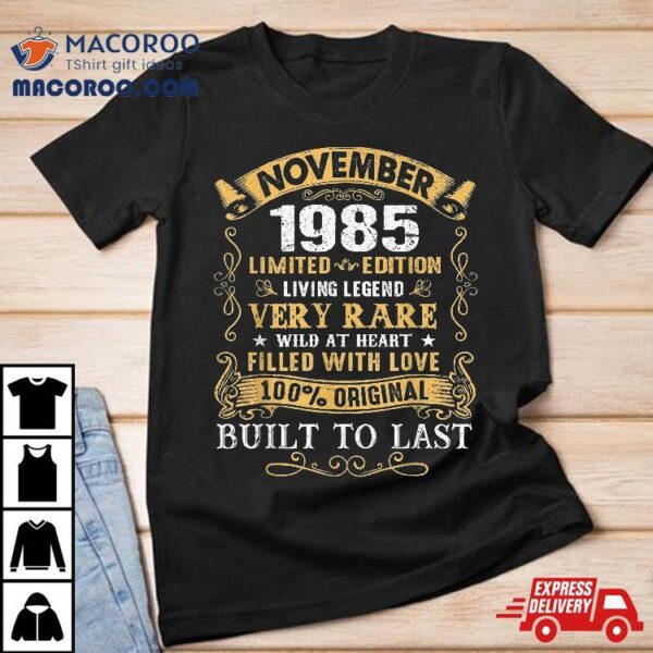 Vintage 35th Birthday November 1985 Gift 35 Years Old Shirt