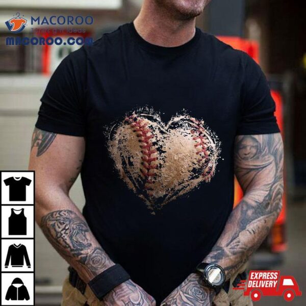 Vintage Baseball Heart Cute Mom Dad Softball Kids Shirt