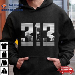 Vintage Detroit Michigan 313 Area Code Skyline Shirt