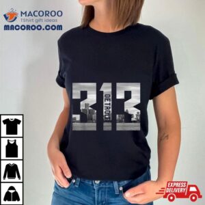 Vintage Detroit Michigan Area Code Skyline Tshirt