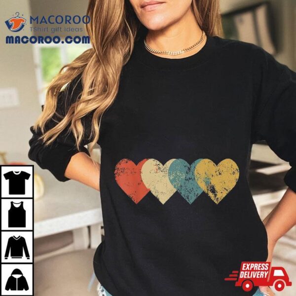 Vintage Hearts Cool Retro Valentines Day Gift For Shirt