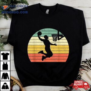 Vintage Retro Basketball Dunk Shirt Sunset Colorful Boys