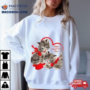 Vintage Valentine S Day Cat Kitten Kitty Retro Valentine Tshirt