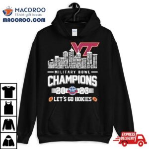 Virginia Tech Hokies Football Skyline Players Names Military Bowl Champions Let S Go Hokies Tshirt