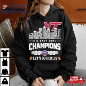 Virginia Tech Hokies Football Skyline Players Names Military Bowl Champions Let S Go Hokies Tshirt