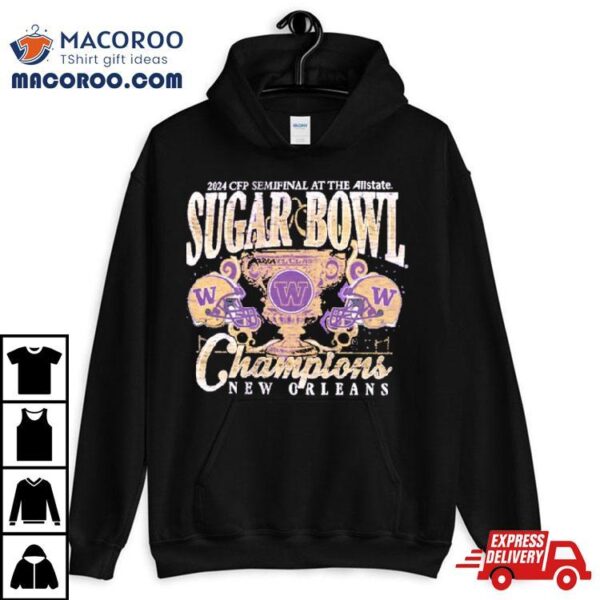 Washington Huskies 2024 Sugar Bowl Champions Purple Trophy T Shirt