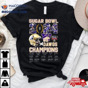 Washington Huskies Helmet Sugar Bowl Go Dawgs Champions Signatures Tshirt