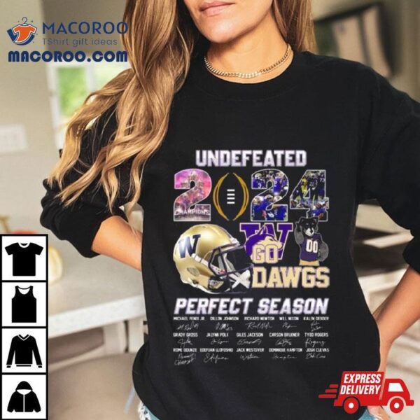 Washington Huskies Undefeated 2024 Go Dawgs Perfect Season Signatures Shirt