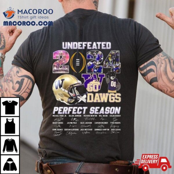 Washington Huskies Undefeated 2024 Go Dawgs Perfect Season Signatures Shirt