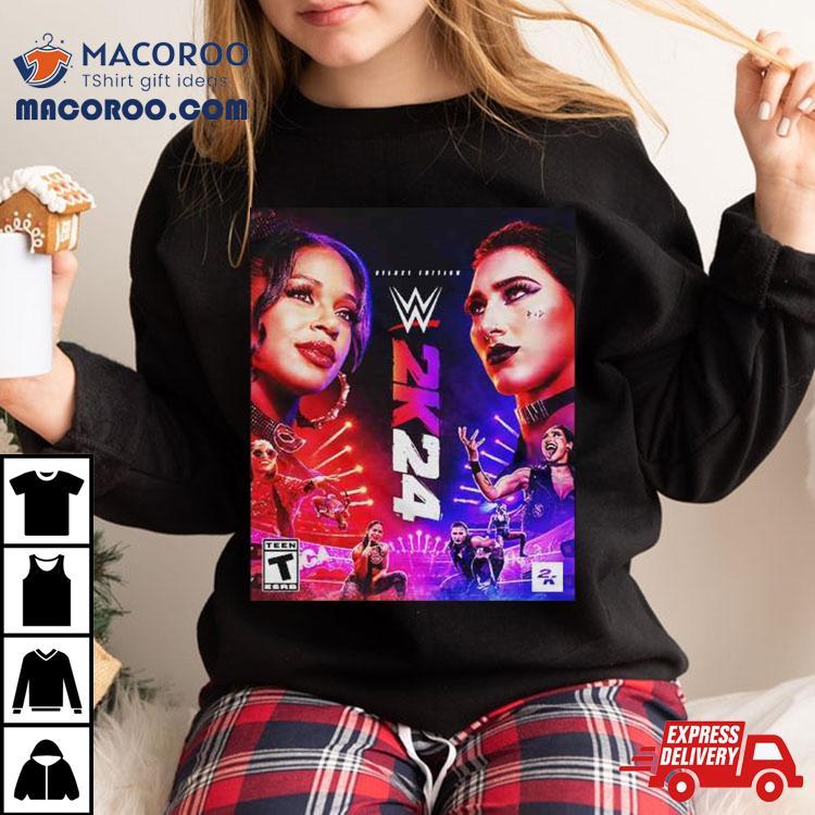 Wwe2k24 Deluxe Edition Two Groundbreaking Superstars One Historic Cover Rhea Ripley And Bianca Belair T Shirt Wwe2k24 Deluxe Edition Two Groundbreaking Superstars One Historic Cover Rhea Ripley And Bianca Belair T Shirt