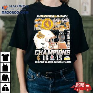 Wyoming Cowboys Football 2023 Arizona Bowl Champions 16 15 Helmet Shirt