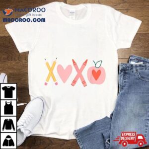 Xoxo Teacher Valentine’s Day Pencil And Apple Shirt