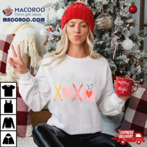 Xoxo Teacher Valentine S Day Pencil And Apple Tshirt