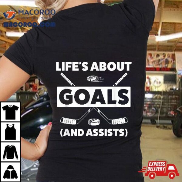 Youth Ice Hockey Design For Boys Life’s About Goals Shirt