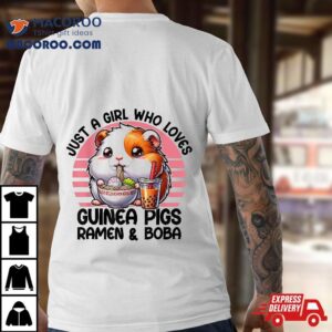 Anime Kawaii Guinea Pig Eating Ra & Drinking Boba Kids Shirt