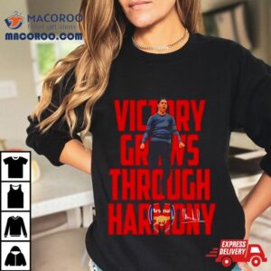 Arsenal Coach Mikel Arteta Victory Grows Through Harmony Signatures Shirt