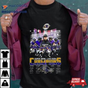 Baltimore Ravens Super Bowl Lviii Champions Signatures Tshirt