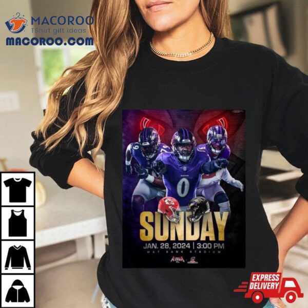 Baltimore Ravens Versus Kansas City Chiefs Afc Championship Nfl Playoffs Jan 28th 2024 T Shirt