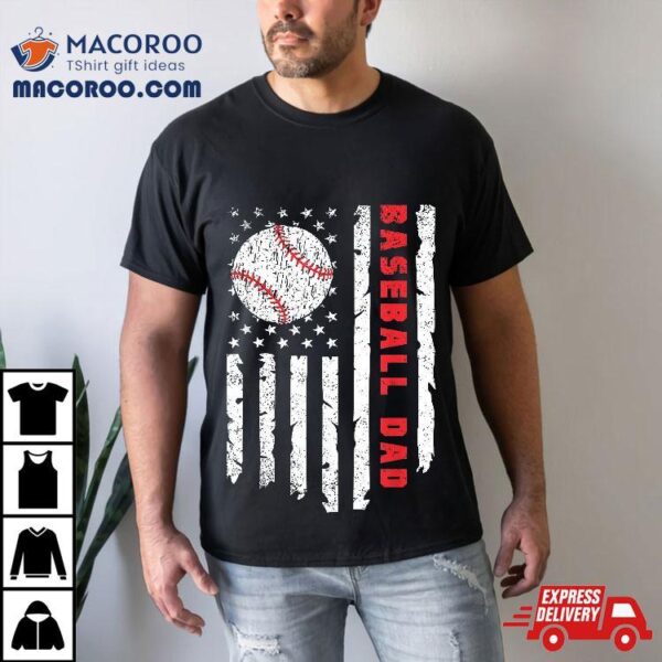 Baseball Dad Usa American Flag Patriotic Father’s Day Shirt