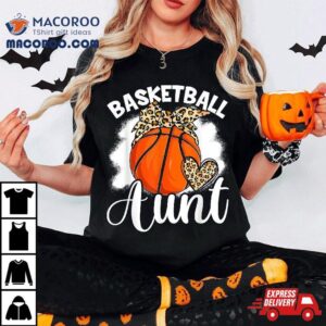 Basketball Aunt Leopard Heart Auntie Funny Mother S Day Tshirt